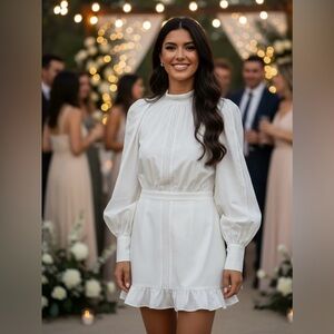 NWOT House of CB Cream Long Sleeve White Dress